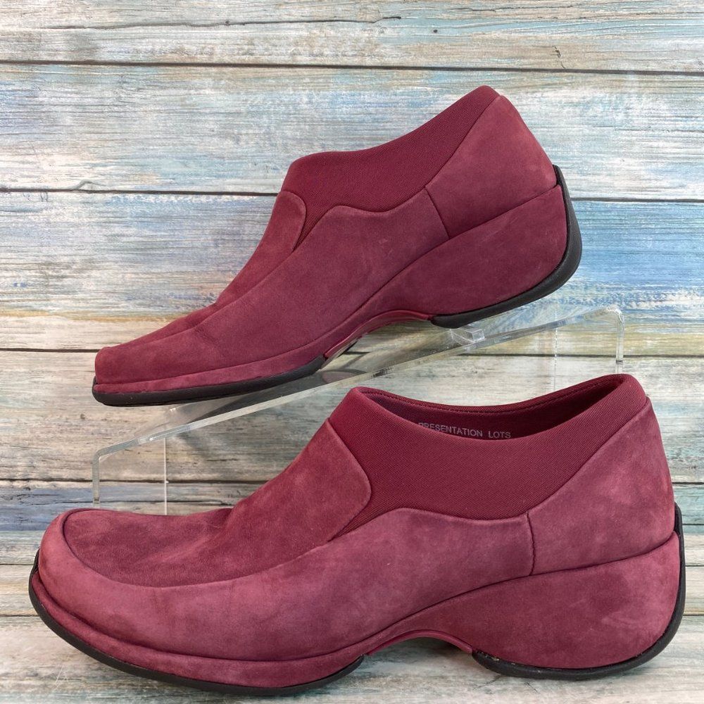 Rockport Ankle Boot Bootie Womens 6M Burgundy Nubuck Leather Slip On Lightweight - Picture 2 of 12